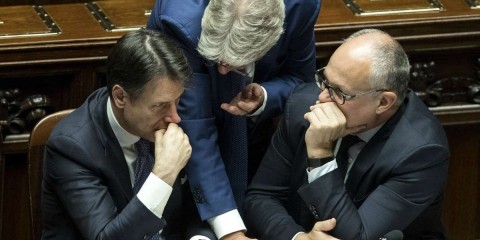 Foto Roberto Monaldo / LaPresse
09-09-2019 Roma 
Politica
Camera dei Deputati - Voto di fiducia al governo Conte 2 
Nella foto Giuseppe Conte, Paolo Gentiloni, Roberto Gualtieri

Photo Roberto Monaldo / LaPresse
09-09-2019 Rome (Italy)
Chamber of Deputies - Vote of confidence to the government Conte 2
In the pic Giuseppe Conte, Paolo Gentiloni, Roberto Gualtieri